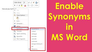 How To Enable Synonyms in MS Word [upl. by Mixam]