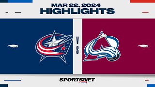 NHL Highlights  Blue Jackets vs Avalanche  March 22 2024 [upl. by Annaesor]