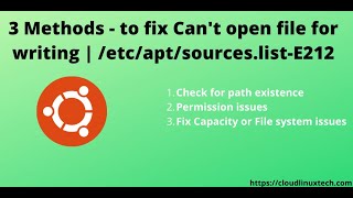 Fix quotVim cant open file for writing errorquot  etcaptsourceslist E212 Cant open file for writing [upl. by Nailij721]