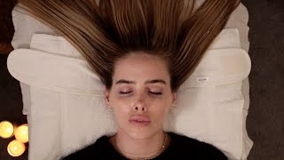 Deep Relaxation ASMR whispering facial treatment and hair brushing [upl. by Ahoufe]