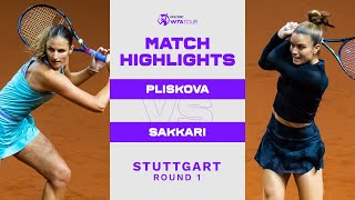 Karolina Pliskova vs Maria Sakkari  2023 Stuttgart Round 1  WTA Match Highlights [upl. by Ahseyi]