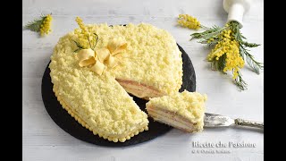 Torta mimosa allalchermes a cuore  Ricetta facile con 1 solo pan di spagna  Ricette che Passione [upl. by Ayadahs]