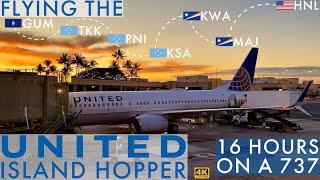 4K – Flying United’s Pacific Island Hopper – FULL EXPERIENCE – HNLMAJKWAKSAPNITKKGUM – UA154 [upl. by Anirres]