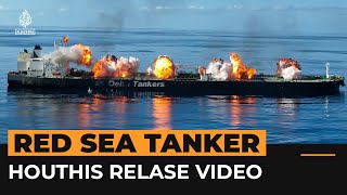 Houthis release video of attack on Red Sea oil tanker  AJ Shorts [upl. by Ahsiket]