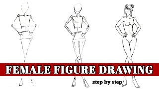 How to draw fashion figure for beginners  Female body tutorial [upl. by Assirat947]