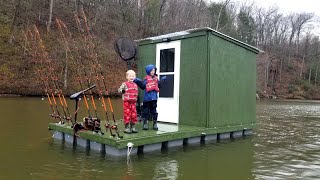 Camping amp Fishing on Floating Cabin Built From Scratch My Quarantine Bug Out Cabin [upl. by Onitnatsnoc]