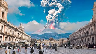 Lava rain in Italy Mount Etna eruption in Sicily Catania evacuation of the population [upl. by Nytsirc529]