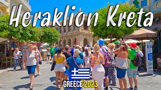 Heraklion Crete casually walking in 4k city tour Kreta Greece 2023 [upl. by Hedva859]