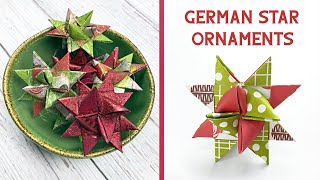 Easy Folded Paper German Star Ornaments [upl. by Yelsa462]