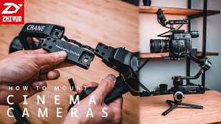 Zhiyun Crane 3S Tutorial  How to Mount Cinema Cameras Using The Extension Arm [upl. by Refeinnej]