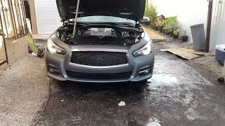 Infiniti Q50 replacing radiator and thermostat with Coolant Bleeder Fitting [upl. by Drofub]