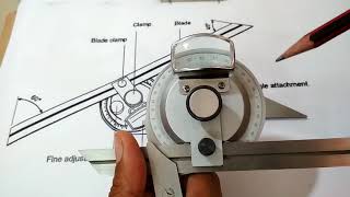 VERNIER BEVEL PROTRACTOR IN HINDI PARTS AND WORKING [upl. by Cristoforo123]