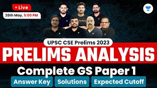 UPSC CSE 2023  Prelims Analysis  GS Paper 1  Answer Key Solutions and Expected Cutoff [upl. by Aletsirc]