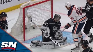 Evander Kane Tips Home Brett Kulak Point Shot To Beat Jonathan Quick [upl. by Epuladaug]