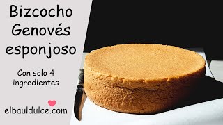 Bizcocho genovés esponjoso para rellenar tartas  Solo 4 ingredientes [upl. by Leia679]