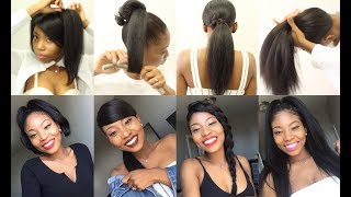 Straight natural hairstyles Quick amp Easy Straightened Natural hair Tutorial [upl. by Isidor]