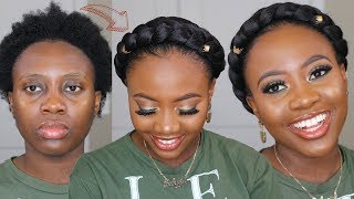 4C Natural Hair Slick down 2 Jumbo Braids Pigtail using Braiding Hair  Short Hair Protective Style [upl. by Atram]