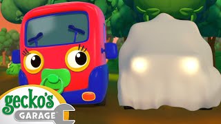 Spooky Camping  Geckos Garage Halloween Cartoons  Moonbug Halloween for Kids [upl. by Herta]