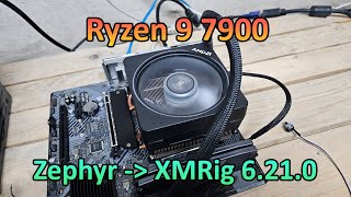 AMD Ryzen 9 7900  Zephyr Hashrate amp Profit XMRig 6210 [upl. by Sacram]