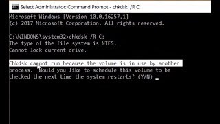 Cannot lock current drive Chkdsk cannot run because the volume is in use by another process [upl. by Moraj]