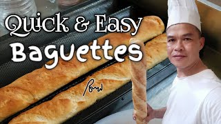 HOMEMADE BAGUETTES SUPER EASY RECIPE [upl. by Enylekcaj]