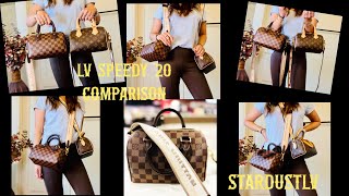 Louis Vuitton Speedy 20 Comparison  Damier Ebene VS Monogram  Mod Shots included 🎉 [upl. by Bruckner815]