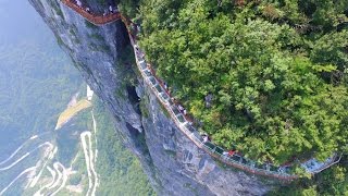 Glass Sidewalk on Tianmen Mountain  Breathtaking Views [upl. by Nylkoorb]