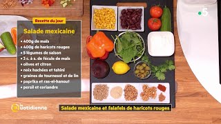 Recette  Salade Mexicaine et falafels de haricots rouges  La Quotidienne [upl. by Nojad946]