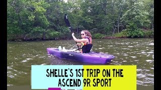 Shelles 1st time on the Ascent 9R Sport Kayak [upl. by Airdnaxela]