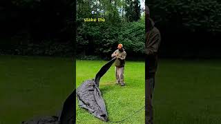 howto Rapid Deployment Tarp Shelter camping wilderness survival plow point fun shorts [upl. by Adolpho459]