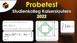 Mathe Probetest Studienkolleg Kaiserslautern  2022 [upl. by Anert]