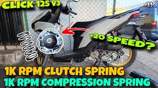 TOP SPEED USING 1K RPM CLUTCH amp COMPRESSION SPRING TO HONDA CLICK V3 [upl. by Annaeoj]