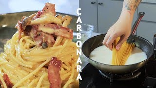 HA PASTA NYA DI MASAK PAKE SUSU  RESEP SPAGHETTI CARBONARA [upl. by Aenet]