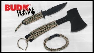 Timber Wolf Survival Axe Full Tang Knife and Paracord Bracelet Set [upl. by Ayeki]