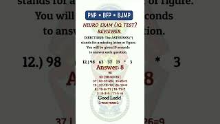 IQ TEST 1115  NEURO EXAM  PNP BFP amp BJMP  MENTAL ABILITY TEST  APTITUDE TEST [upl. by Bloxberg280]