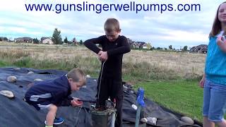 Gunslinger Emergency Hand Well Pump Demo Kids can use it [upl. by Niarda445]