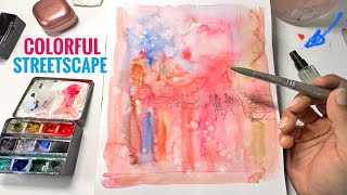 A COLORFUL Rainy Streetscape Watercolor Painting Tutorial  You DO NOT want to MISS this [upl. by Ely]