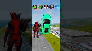 🚘CR7 vs Messi vs Mbappe vs Neymar vs Deadpool Characters ⚽️beamngdrive simulator shorts football [upl. by Nauwaj]