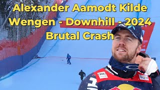 Alexander Aamodt Kilde  Wengen  Downhill  2024  Brutal Crash [upl. by Trebla]