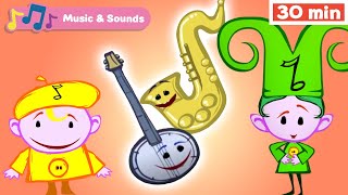 The Notekins  Learn Musical Instruments for Kids  Early Learning Videos  Mandolin  Saxophone [upl. by Kilan]