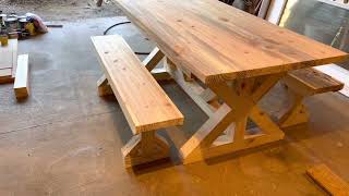 Building a Farmhouse Table  Freestyle Design on a Rustic Kitchen Table [upl. by Enneite]