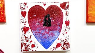 Peindre un coeur de lamour sur toile Acrylique [upl. by Kalman]