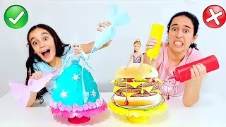 COLORINDO BOLO DE PRINCESA COM 3 CORES ★ Desafio de Colorir ou Expectativa vs Realidade com a mamãe [upl. by Ecinna]