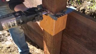 How to cut 6X6 fence post done easy with a simple jig fixture [upl. by Betthezel]