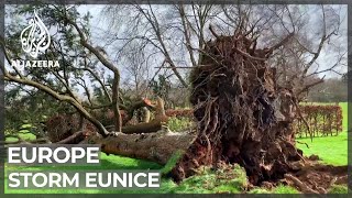 Storm Eunice batters Europe killing at least 8 people [upl. by Ecydnac]