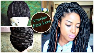 How to Install quotNatural Lookingquot Crochet Faux Locs on Braided Cap [upl. by Aryt]