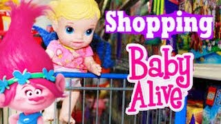 Baby Alive goes Shopping New Trolls Movie Toys [upl. by Slaughter]