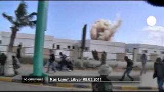 Libyan Warplanes strike rebels at Ras Lanuf [upl. by Eniarrol443]