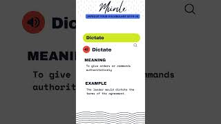 Meaning of Word DICTATE shortvideo english learning [upl. by Meri]