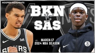 Brooklyn Nets vs San Antonio Spurs Full Game Highlights  Mar 17  2024 NBA Season [upl. by Nnayram]